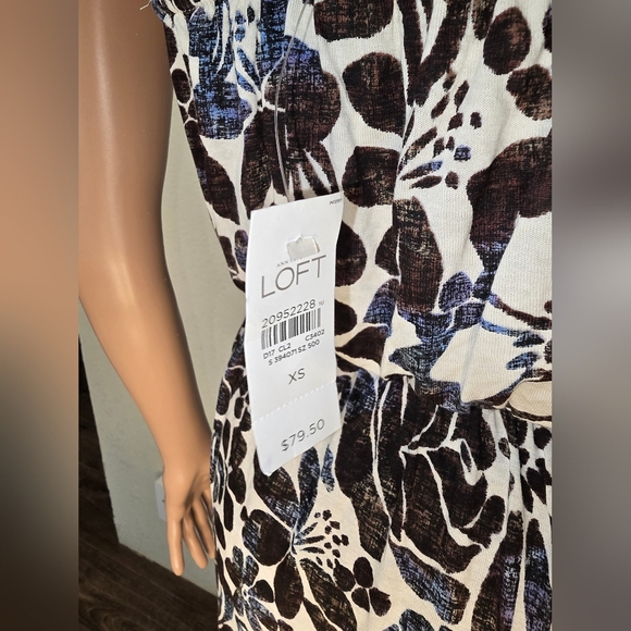 Loft, Women’s Maxi Dress Brown White Floral Stretch Size XSmall - Picture 3 of 9